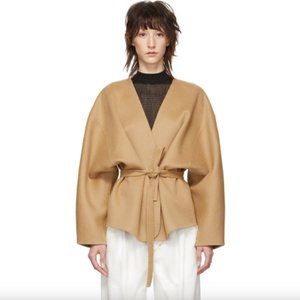 Toteme Beige Cashmere/Wool Short Wrap Kimono Coat Jacket M